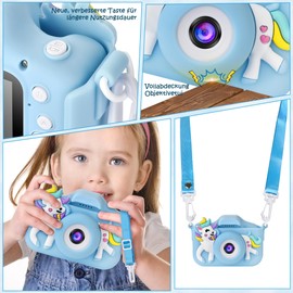 ARNSSIEN Children's Camera, Digital Camera Children with HD IPS Screen, 10 Thinking Games & Full Lens Protection, Gift Toy, Children's Camera for 3 4 5 6 7 8 Years Boys & Girls, 32GB Included