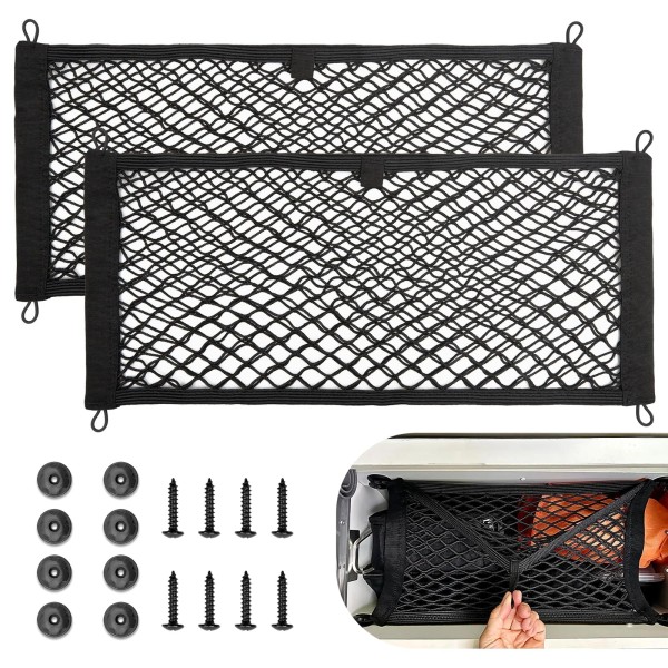 RED WOLF Cargo Net Pocket 2 Pcs Elastic Mesh Car