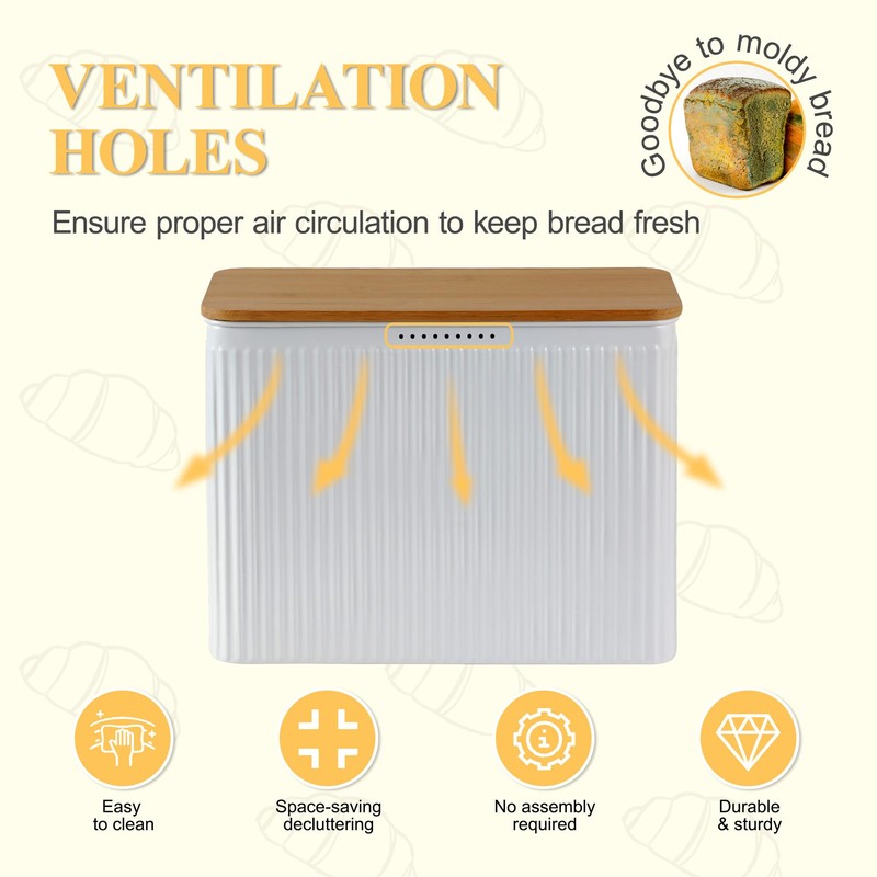 HOME PALETTE Extra Large Bread Box for Kitchen Countertop Corner