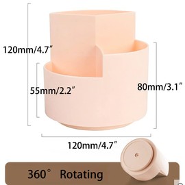 Rotating Pen Holder 3 Compartments, School Supplies Organizer for Pen, Colored Pencil, Art Brushes, Desktop Storage Box in Classroom & Art Studio, Gift for Teachers, Classmates, and Friends ,Pink