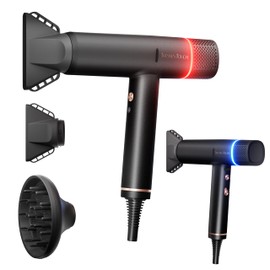 Ionic Hair Dryer with Diffuser and Concentrator, Professional Lightweight Quiet Blow Dryer, Powerful 1600 Watt Motor for Fast Drying and Straight & Wavy Hair, 3 Temps/2 Speeds, 6.56 Ft Cord, White