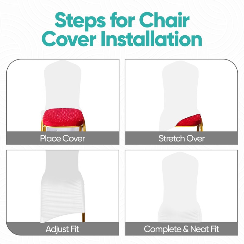 Ruched Swag Back Chair Cover White 160GSM Spandex Polyester, Stretchable