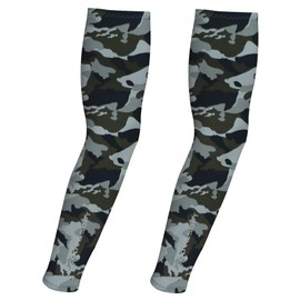 COOUV Soft Ultrathin Cooling Ice Silk Fabric Sun Protection UPF50+ Compression Arm Sleeve Hand Cover Guard (Adult, Camo-green)