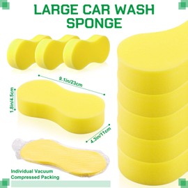 Vesici 48 Pack Bulk Large Sponges for Washing Cars Cleaning Supplies High Foam Cleaning Washing Sponge Pad for Car Boat Bike with Individual Vacuum Compressed Packing (Bright Yellow)