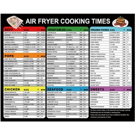 Air Fryer Accessories Cook Times,Air Fryer Magnetic Cheat Sheet,Air Fryer Chart Magnet Sheet - Quick Reference Guide for Cooking and Frying (Air Fryer Cheat Sheet - Black)