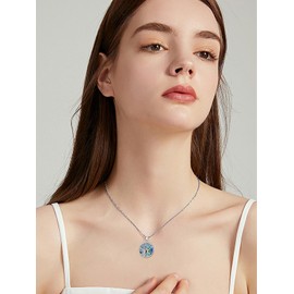 Seiyang Gymnastics Necklace 925 Sterling Silver Abalone Gymnast Pendant Tree of Life Graduation Birthday Jewelry Gifts for Women Sports Lover