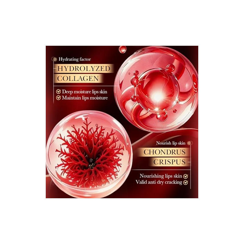 Bluemega Parches Hidratantes para Labios con Cereza y Colágeno, 20Pcs