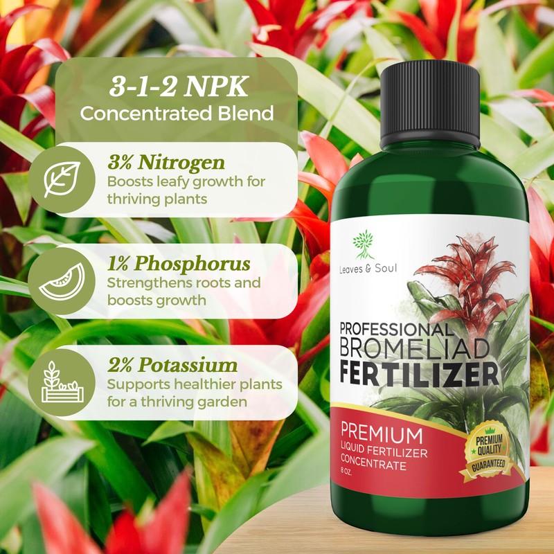 Professional Liquid Bromeliad Plant Fertilizer | 3-1-2 Concentrate for Plants