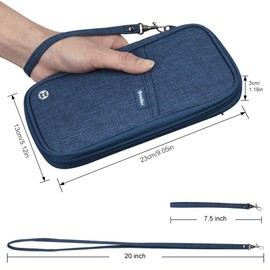 RFID Blocking Travel Passport Wallet Holder, Homchen Document Organiser Case Credit Card Holders for Men and Women (Large DarkBlue-RFID)