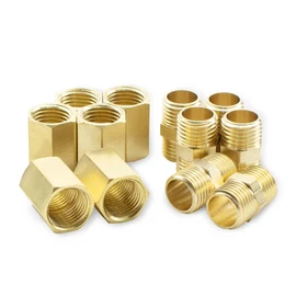 Bwintech 4 Pcs 1/8" to 1/8" Female & Male BSP Thread Brass Hex Nipple & Hex Coupling Connector for Pipe Connecting Conversion