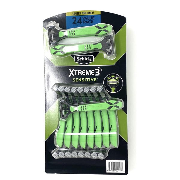 Schick Xtreme 3 Sensitive Skin Razors 24-Pack - Flexible Blades with Aloe Fights Razor Burn