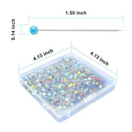500PCS Sewing Pins for Fabric, Straight Pins with Colored Ball Glass Heads Long 1.5inch, Quilting Pins for Dressmaker, Jewelry DIY Decoration, Craft and Sewing Project by Sunenlyst