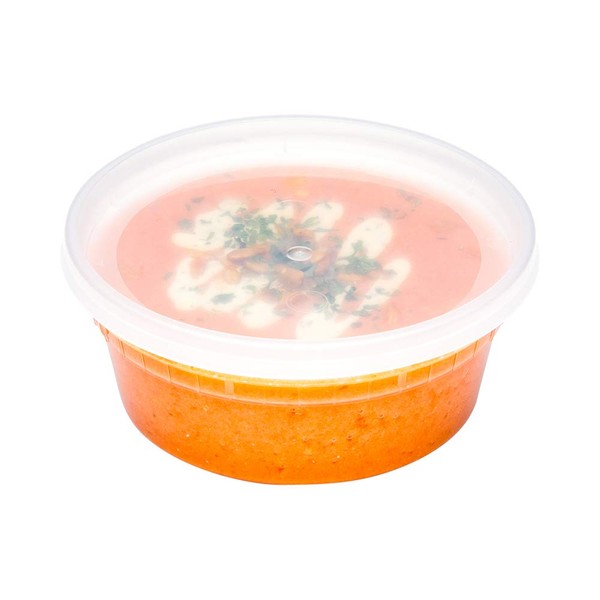 Restaurantware Asporto 8 Ounce To Go Boxes 100 Microwavable Round Soup Containers - Clear Plastic Lids Included Do Not Contain BPA Clear Plastic Catering Food Containers Disposable