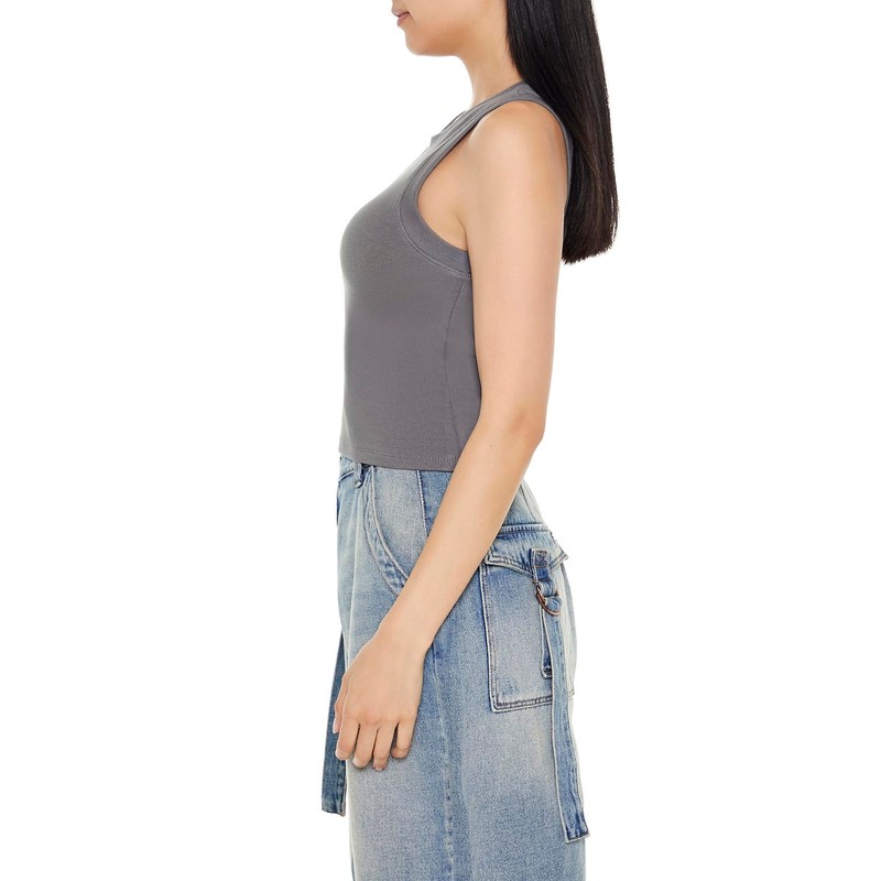 Forever 21 Women's Ribbed Tank Top, Dark Grey