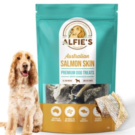 ALFIE'S TREATOS Salmon Skin Treats for Dogs (2.65 oz), Air-Dried Fish Skin Dog Treats, Omega-3 Food Topper & Training, Single Ingredient, Freeze-Dried Alternative