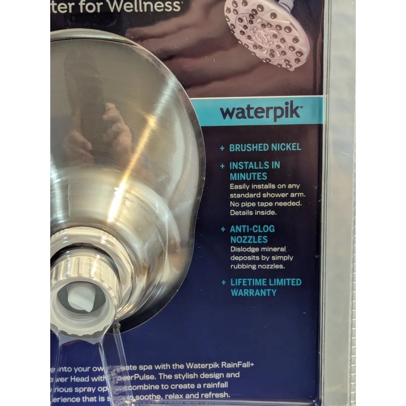 Waterpik 6-Spray 7" RainFall+ Wall Mount Fixed Adjustable Shower Head