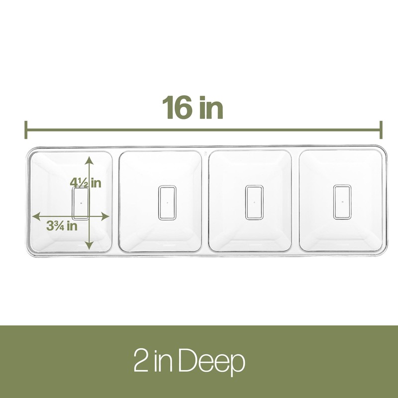 Plasticpro 4 Sectional Rectangle Plastic Disposable Serving Tray/Platter 5 X