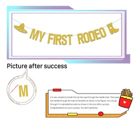 My First Rodeo Banner,First Birthday Party Decor For Little Cowboy Cowgirl,Wild West 1st Decor, Baby's One Year Old Birthday Party Decor Supplies Gold