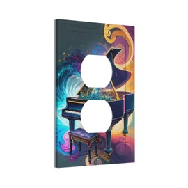 ROUGUI Abstract Grand Piano Colorful Light Switch Cover 1 Gang Outlet Plate Single Duplex Wall Plate Covers Decorative Switchplate Covers Electrical Faceplate for Home Decor