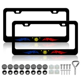 Philippines Star Tribal License Plate Frame - 2 PCS Licnese Plate Holder, Rust-Proof Auto Parts License Plate Cover Decoration with Screws Caps for Standard Us 12x6 Inch