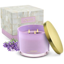 Mothers Day Gifts, Lavender Candles for Home Scented, Luxury Large Scented Candles, 3 Wick Soy Jar Candle, Aromatherapy Stress Relief Gifts for Women and Men, 100% Natural Soy Wax Candles Set
