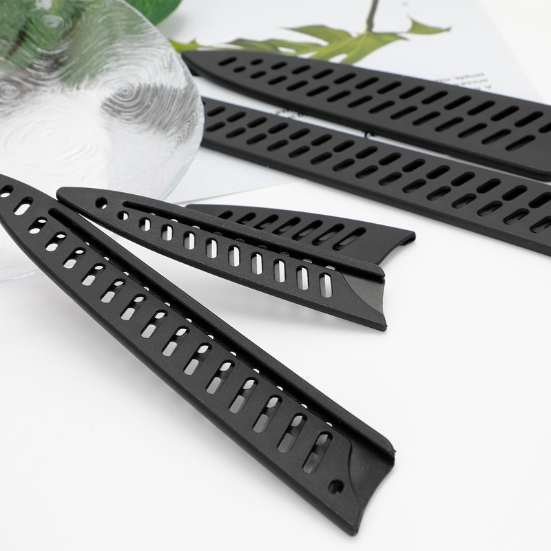 5 Pack Black Kitchen Knife Sheaths, Plastic Blade Guards for