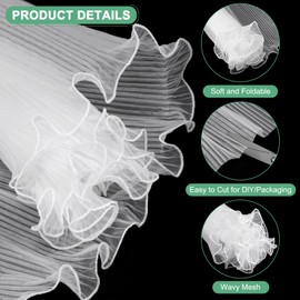 M METERXITY 2-Pack Flower Wrapping Paper,142 Inch x 11 Inch Flower Bouquet Wrapping Mesh Paper for Packaging Fresh Flower/Wedding/Valentine's Day[White]