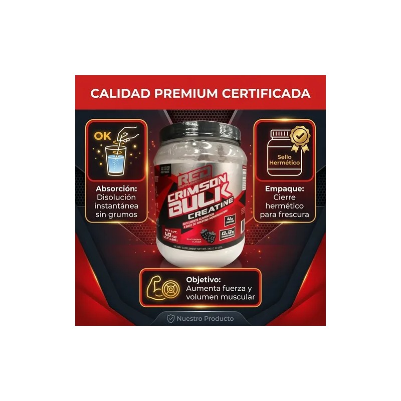 Creatina Monohidratada 1kg Redline Supplements Crimson Berry