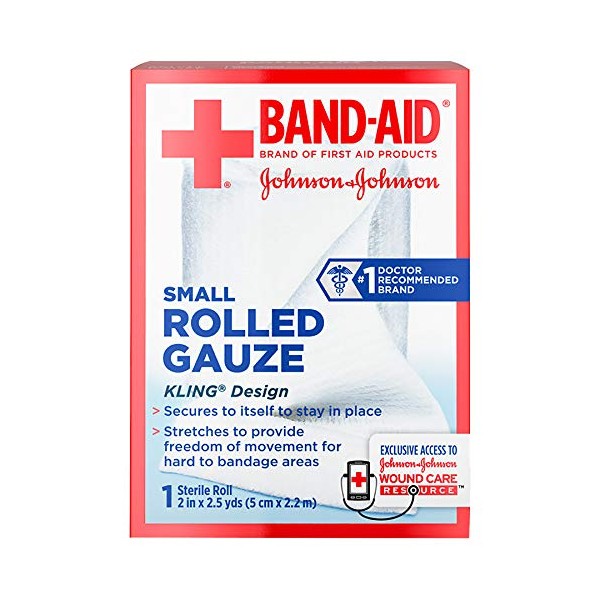 Johnson & Johnson Red Cross First Aid Rolled Gauze 2"x2.5 yds, Pack of 5