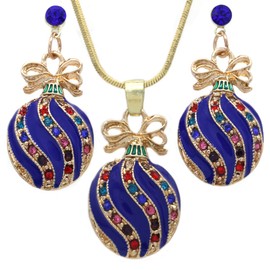SoulBreeze Happy Colorful Christmas Tree Ornaments Earrings Hoop Dangle Drop Style (Blue Set)