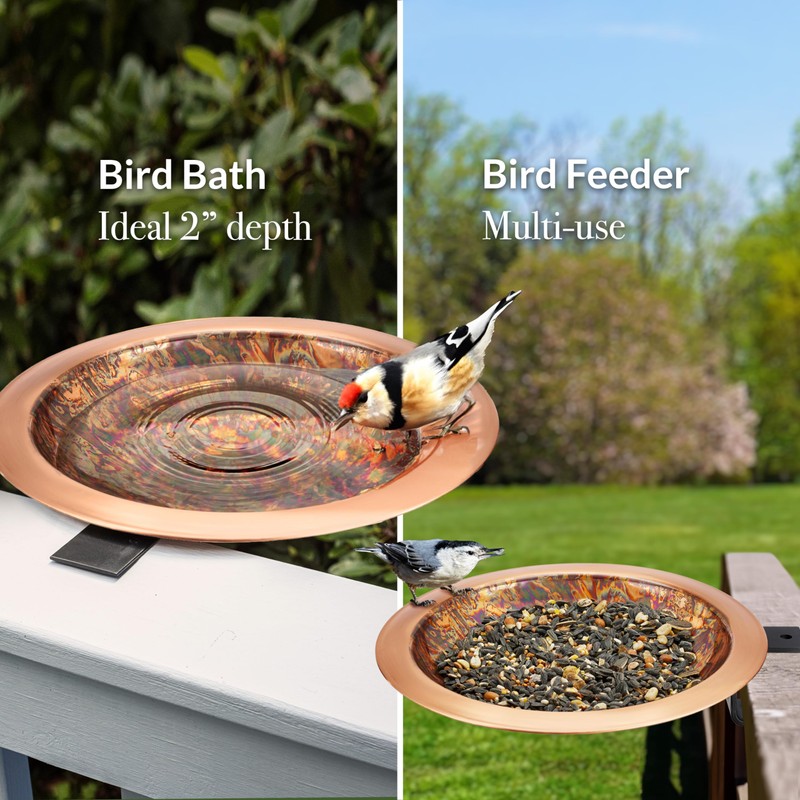 Good Directions BBD13-3 Fired Copper Deck Mount Basin Bird Bath,