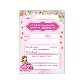 12 Invitation Cards for 6th Children's Birthday Party Invitation for Sixth Birthday Girl Princess with Unicorn