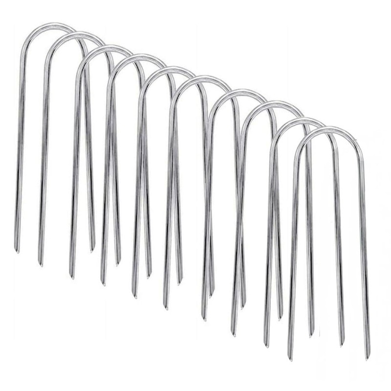 U Shaped Anchors Metal Ground Stake Pegs Garden Tent Weed