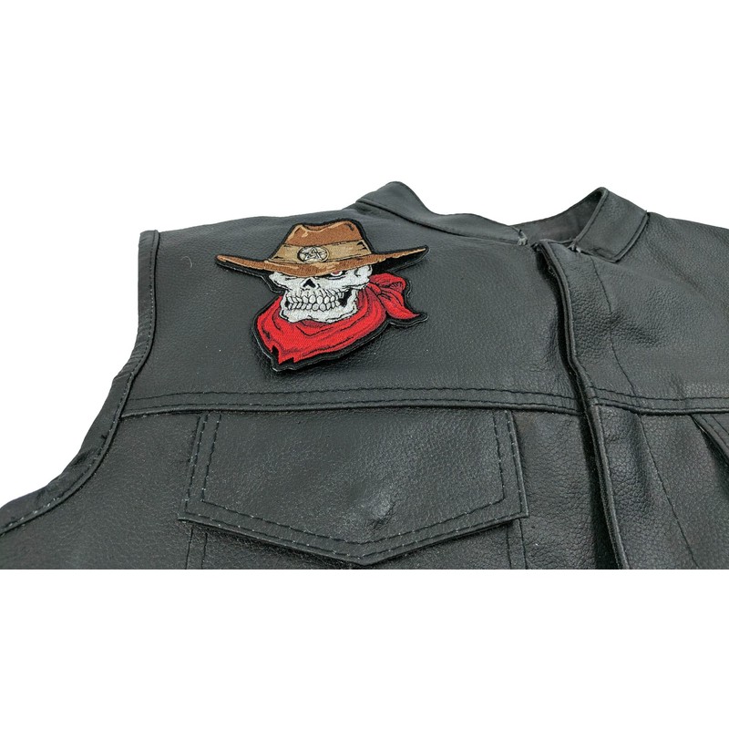 Cowboy Skull Patch, Biker Skull Patches (P3786)