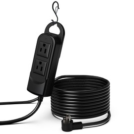 Outdoor Power Strip Weatherproof, Heavy Duty Outdoor Extension Cord with 2 Outlets, IPX4 Waterproof and Electric Shock Protection for Camping, Garden, garages (6FT/1.8M)