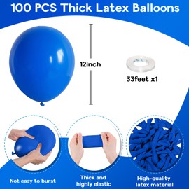 Jobkoo 100 Pack Dark Blue Balloons - 12 Inch Royal Blue Latex Helium Party Balloons for Boys Birthday, Wedding, Baby Shower, Graduation
