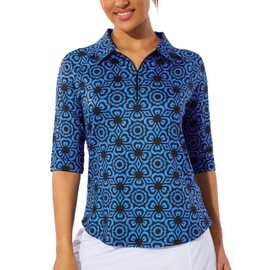 M MOTEEP Golf Shirts for Woman 3/4 Sleeve Quarter Zip Pullover Women Moisture Wicking Women's Polo Shirts Workout Tops for Women XX-Large