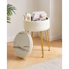 IBUYKE Faux Leather Round Footrest Stool with Storage Ottoman, Makeup