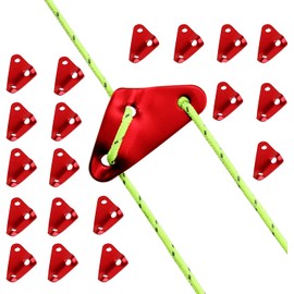 LATRAT Pack of 20 Aluminium Triangle Alloy Rope Tensioners, Three-Hole Tensioner Tent Accessories, Guyline Cord Adjuster Guyline Adjuster for Tent Hiking Camping
