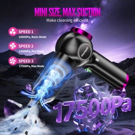 Homephi Car Vacuum Portable Cordless, 17500Pa Suction, 4 in 1 Mini Handheld Vacuum Cleaner, Ultra Lightweight, Compact Rechargeable Dust Buster Hand Vacuum, for Car Interior, Home, Pet Hair, Camping