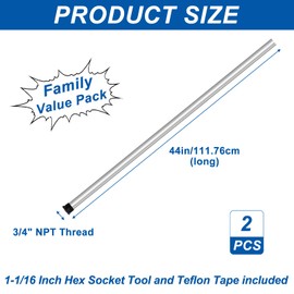Magnesium Anode Rod 44" for Hot Water Heater,Compatible with Rheemm A.O. Smithh Giantt,Reliancee Richmondd,Hex Head 3/4" NPT x 44" Corroation Protect Anode Rod for Home Water Tank(Pack of 2)