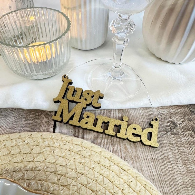 Luck and Luck Wooden Hanging Just Married Sign, Mini Wedding