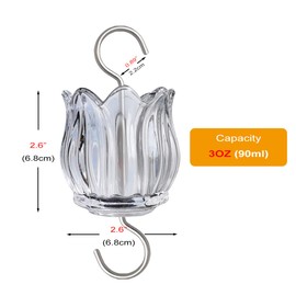 Glass Ant Moat for Hummingbird Feeder - 2PC x 3 OZ Tulip Insect Guard with Large Capacity (Golden)