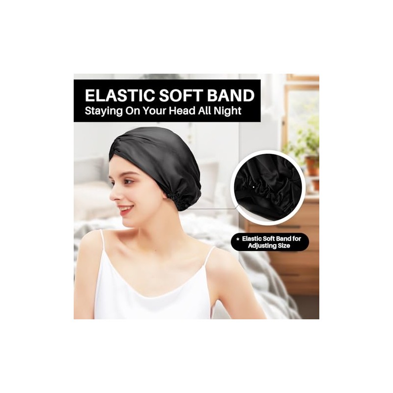 Gorro Dormir 100 Seda Morera Mujeres Hombres Cabello Rizado Fino