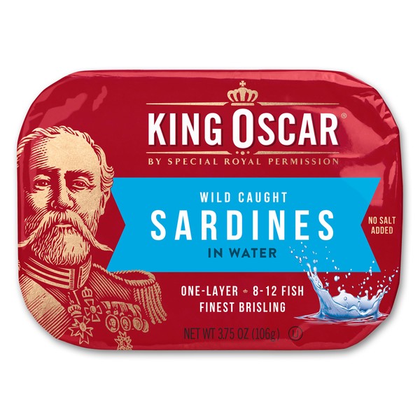 King Oscar Wild Caught Brisling Sardines In Pure Spring Water, 3.75 Ounce (Pack of 12) ( Packaging May Vary )