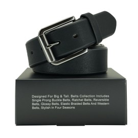 BelePala Men's Belts Black Big and Tall Belts for Men Dress Jeans 52 & 54 Inch