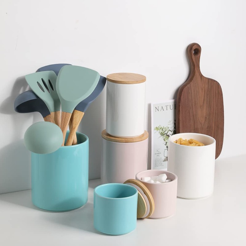 Sweejar Kitchen Canisters Ceramic Food Storage Jar Set, Stackable Containers
