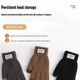 BSLVWG Winter Touch Screen Gloves Men Anti-Slip Thermal Gloves Knit Mens Gloves Thickened Elastic Windproof Cuff Warm Fluff Lining for Driving Running Sport Typing (Black)