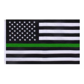 Rothco 3'x5' Thin Green Line U.S. Flag - 2-Grommet Hole Polyester American Flag