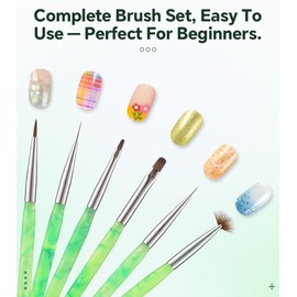 Rolabling 6Pcs Professional Emerald Green Acrylic Nail Brush Set Salon Grade Brush Nail Extension Tools 3D Sculpting French Tip Detailing for Nail Technicians & Artists